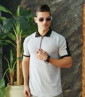 تیشرت نیم زیپ آستین کوتاه مردانه | بلوز نیم زیپ مردانه