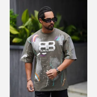 تیشرت باکسی مردانه طرح Balenciaga تی شرت باکسی طرح بالنسیاگا تیشرت نخی استین سه ربع پنبه ای