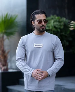 بلوز یقه گرد مردانه آستین بلند بالنسیاگا | تیشرت Balenciaga آستین بلند مراکشی پاییزه مردانه