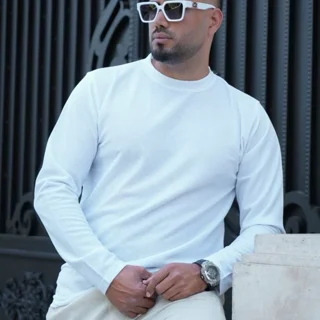 بلوز یقه گرد مردانه آستین بلند مراکشی | تیشرت آستین بلند مراکشی مردانه